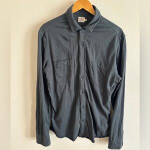 Faherty Knit Long-Sleeve Shirt Navy Large